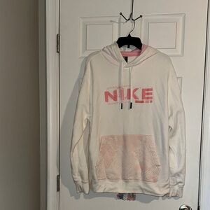 Nike White Hoodie with Pink Details